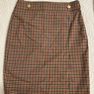 Ann Taylor Checkered Pencil Skirt in Brown and Black